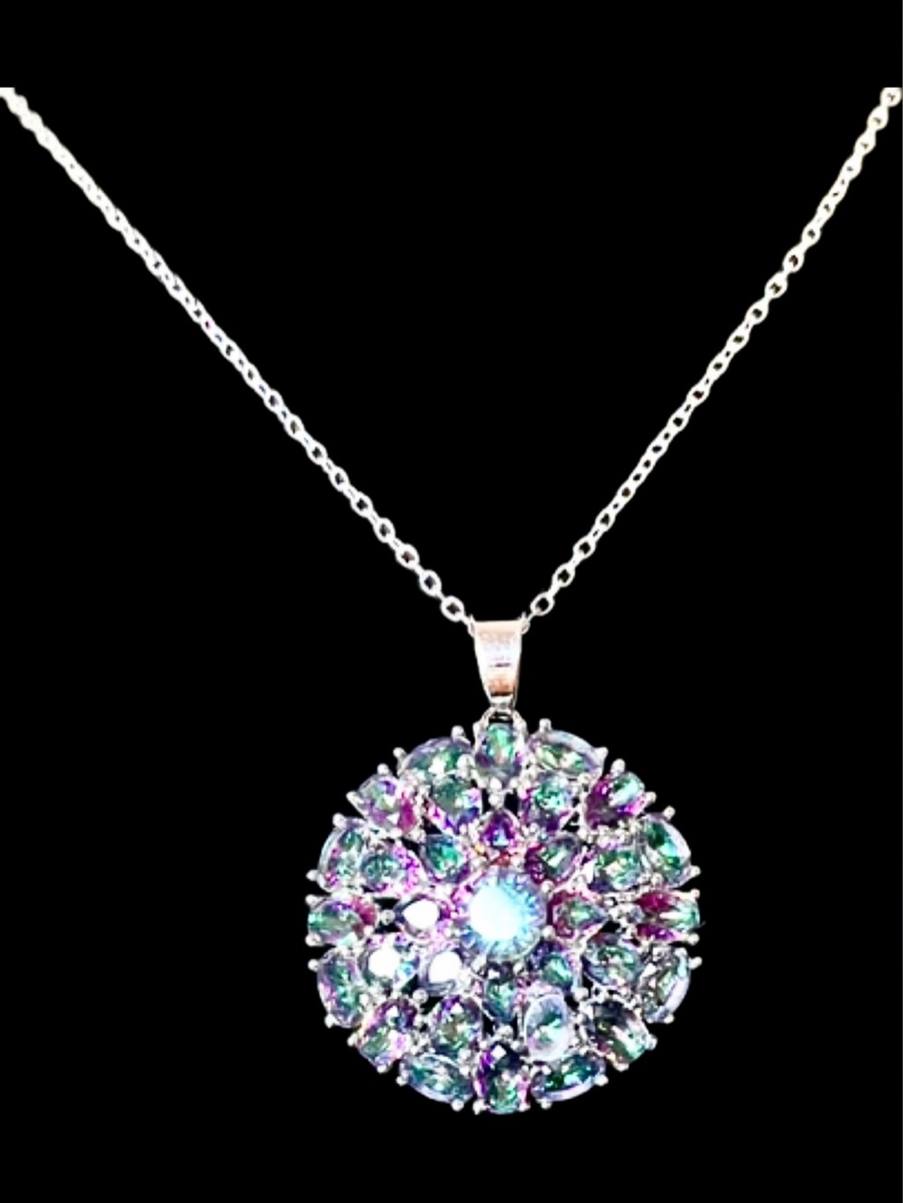 Mystic Topaz Round Pendant Necklace